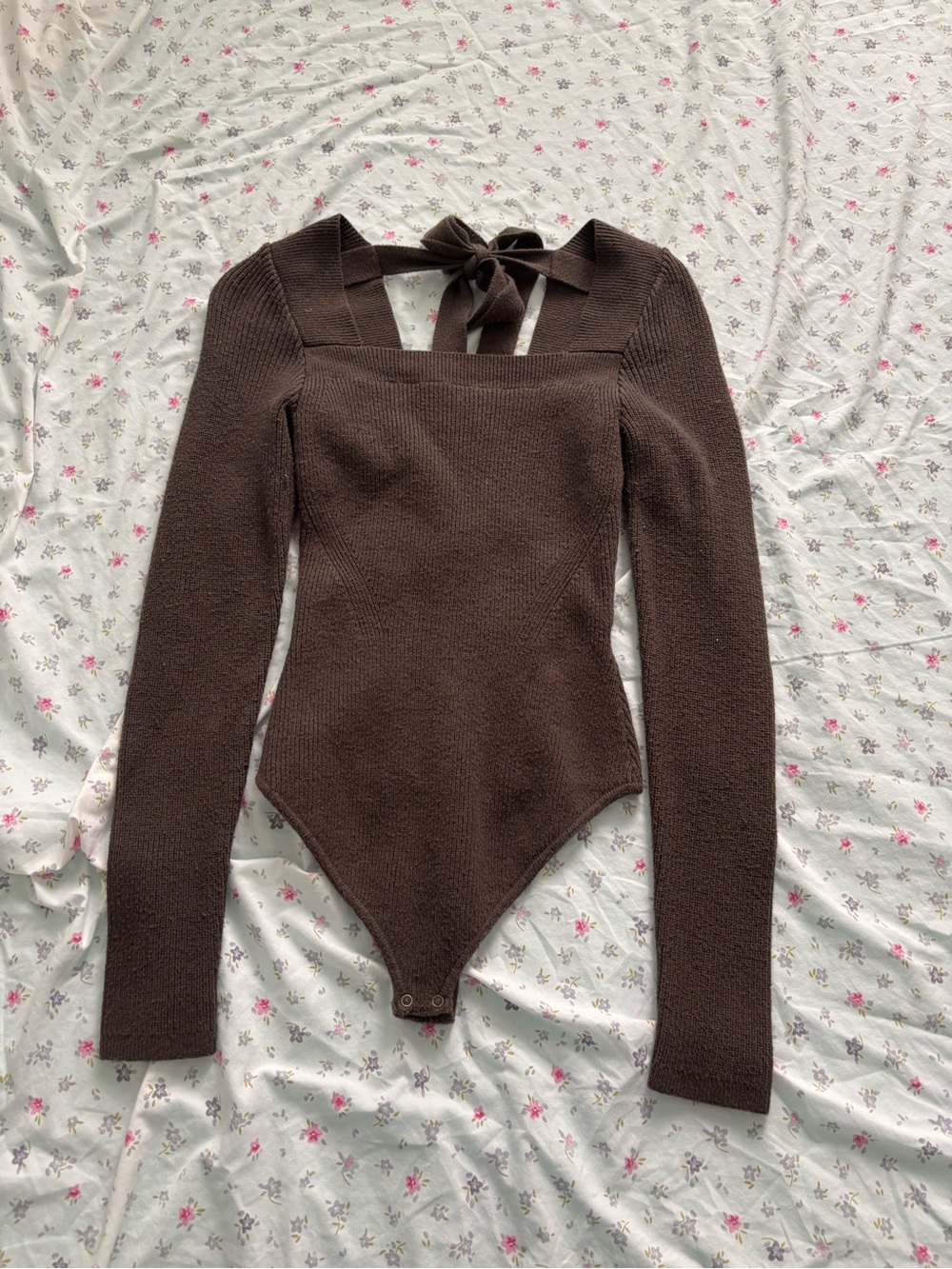 Abercrombie Long-Sleeve Sweater Bodysuit in Dark Brown
